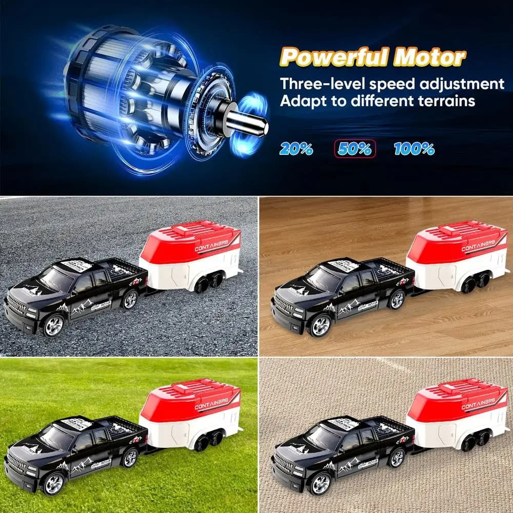 Mini RC Racing Car with Trailer: Remote Controlled Electric Drift RC Model - Perfect Toy Gift for Boys